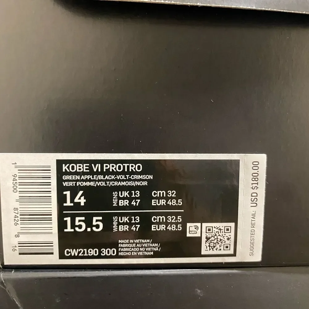 2020 Nike Zoom Kobe 6 VI Protro Grinch Green Apple Crimson Cw2190-300 Size 14 - Picture 4 of 4